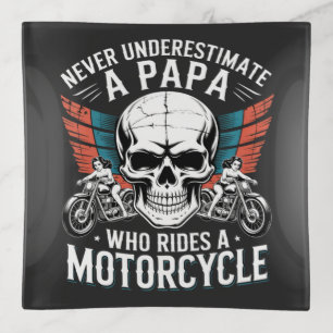Papa Biker Who Rides A Motorcycle Trinket Tray