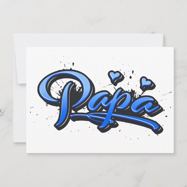 Papa blue heart graffiti card (Front)