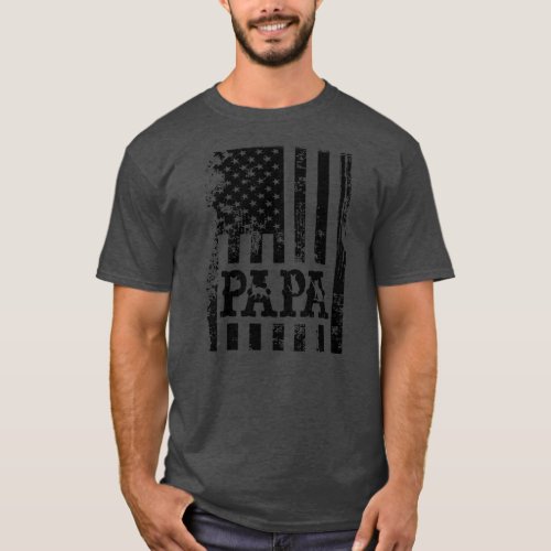 Papa Cat lover Fathers Day Idea With USA Flag T_Shirt