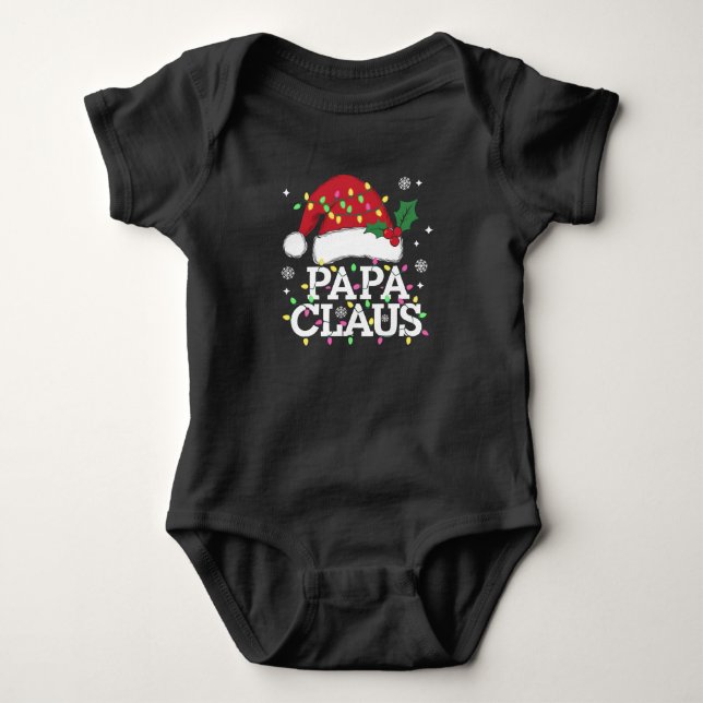 Papa Claus Christmas Lights Pajama Family Matching Baby Bodysuit (Front)