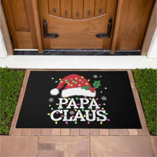 Papa Claus Christmas Lights Pajama Family Matching Doormat