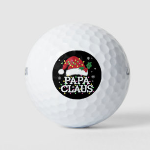 Papa Claus Christmas Lights Pajama Family Matching Golf Balls