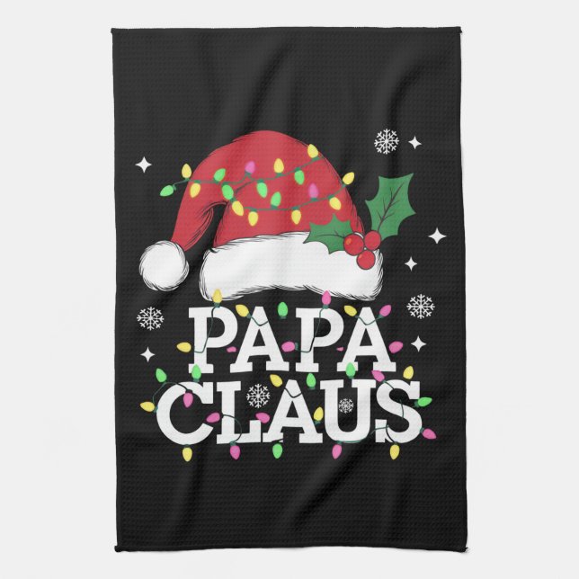 Papa Claus Christmas Lights Pajama Family Matching Kitchen Towel (Vertical)