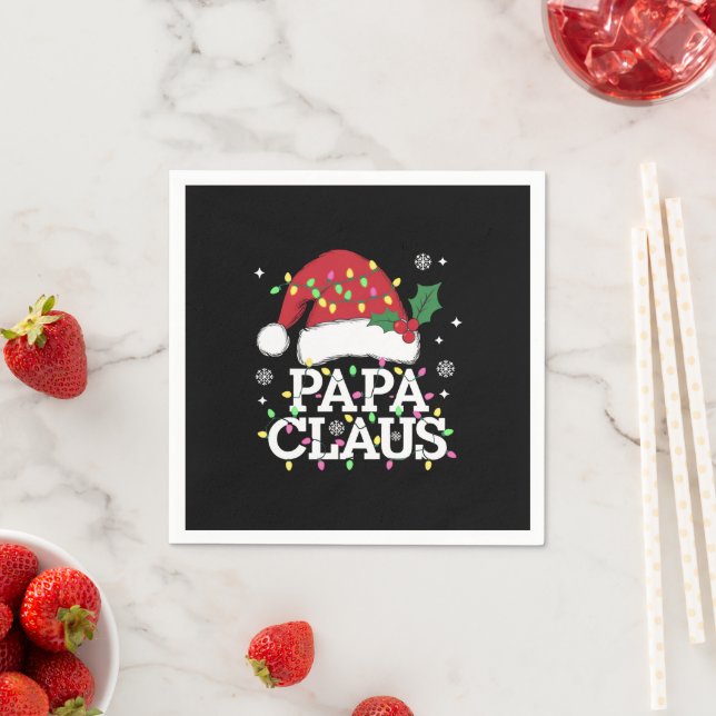 Papa Claus Christmas Lights Pajama Family Matching Napkins (Insitu)