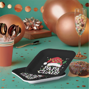 Papa Claus Christmas Lights Pajama Family Matching Paper Plates