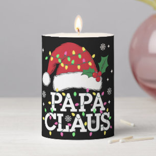 Papa Claus Christmas Lights Pajama Family Matching Pillar Candle