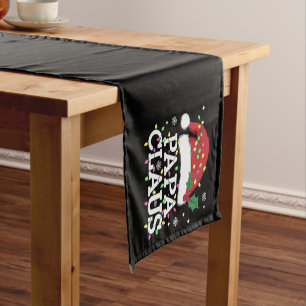 Papa Claus Christmas Lights Pajama Family Matching Short Table Runner