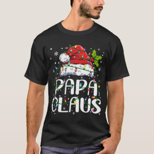 Papa Claus Christmas Lights Pajama Family Matching T-Shirt