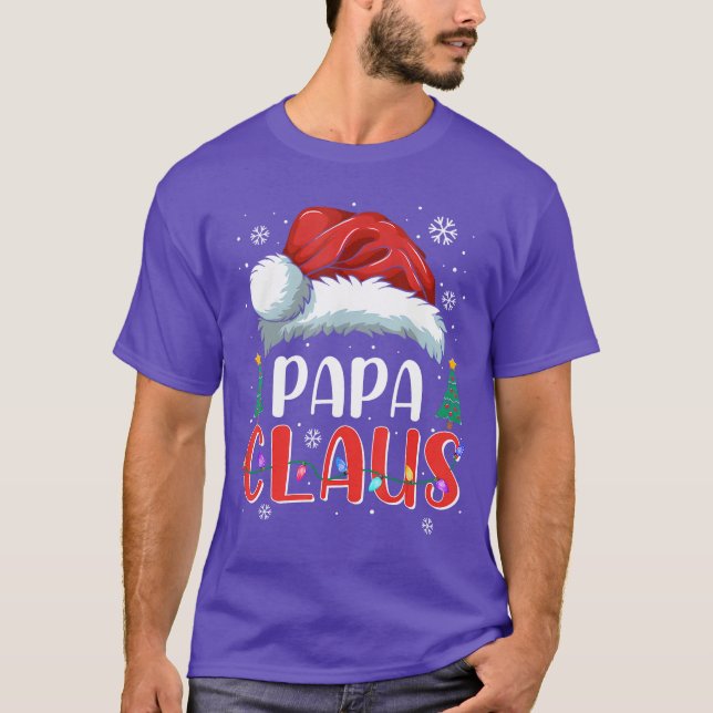 Papa Claus Christmas Lights Pajama Family Matching T-Shirt (Front)