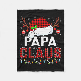 Papa Claus Christmas Lights Santa Hat Pajama Famil Fleece Blanket