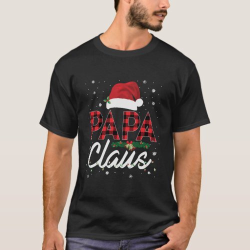 Papa Claus Christmas Santa Hat Buffalo Matching Fa T_Shirt