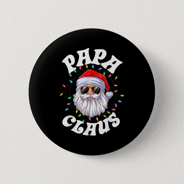 Papa Claus Santa Christmas Dad Family Matching Paj Button (Front)