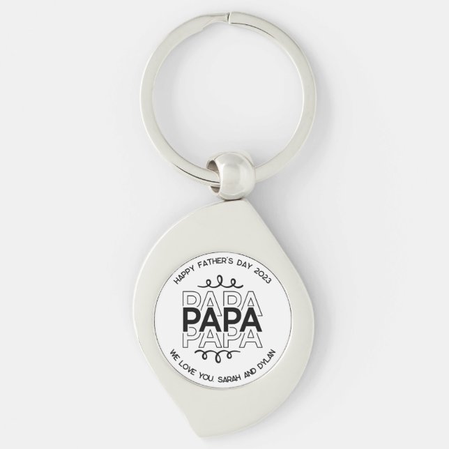 Papa Color Customizable Father's Day Keychain (Front)