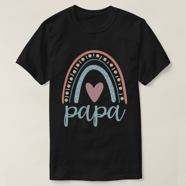 Papa Cute Dad Family Matching Rainbow T-Shirt (Design Front)