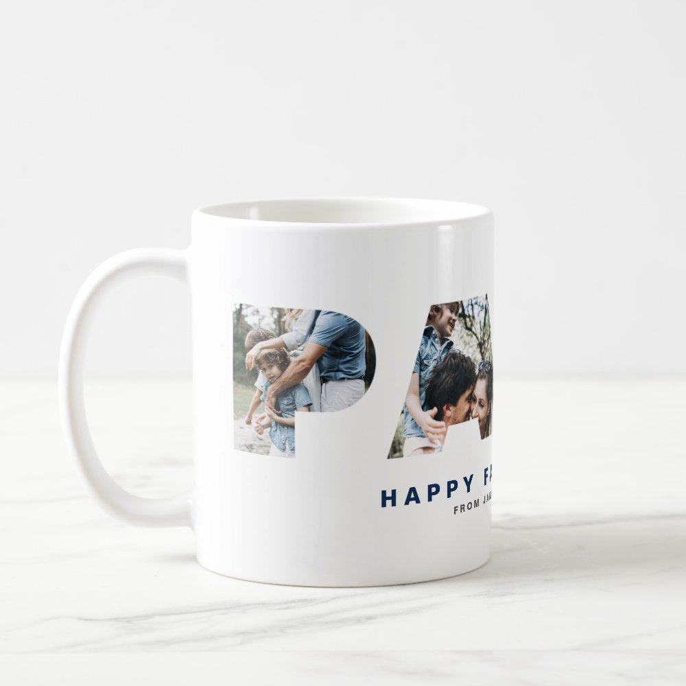 Discover PAPA Cutout Four Custom Photo Collage Happy Father's Day Coffee Mug