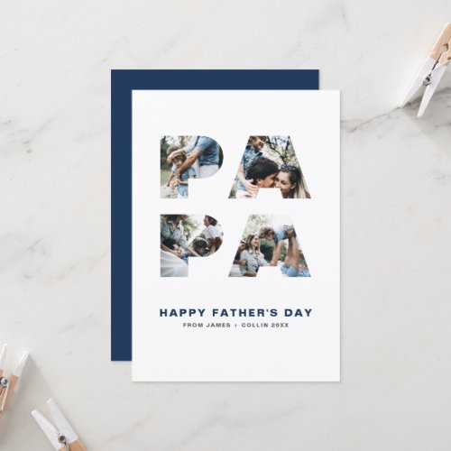 PAPA Cutout Photo Collage Happy Fathers Day Card