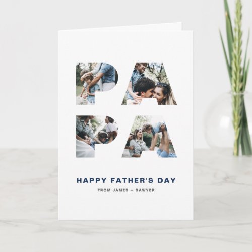 PAPA Cutout Photo Collage Happy Fathers Day Holiday Card