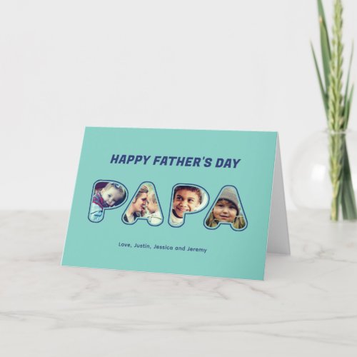 Papa Cutout Photo Modern Cool Dad Fathers Day  Holiday Card