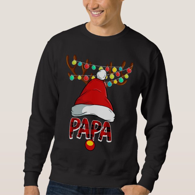 Papa Deer Matching Family Christmas Reindeer Face Sweatshirt (Front)