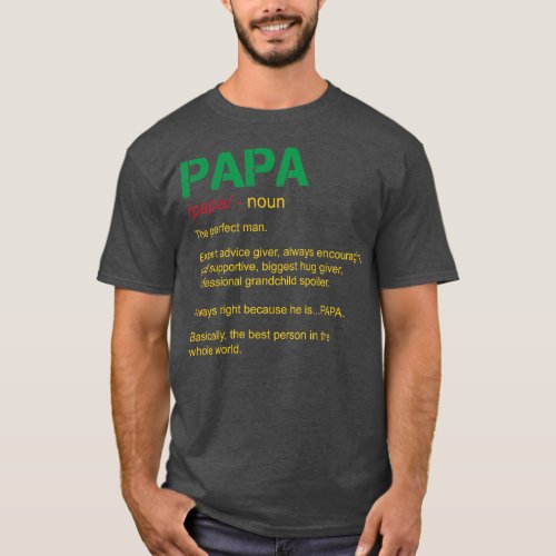 Papa Definition Fathers Day Gift For Men Papa T_Shirt