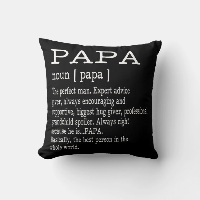 Papa Definition Grandpa Father's Day Men  Throw Pillow (Front)