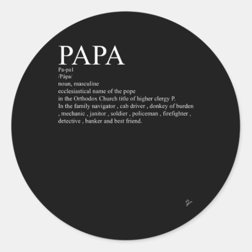 Papa definition outfit fathers day gift German Classic Round Sticker