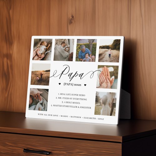 Papa Definition Script Photo Collage Keepsake Plaque