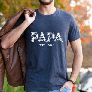 PAPA EST Custom Gift for Dad T-Shirt