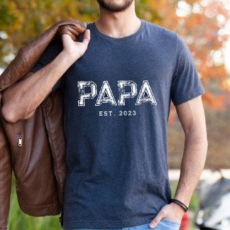 PAPA EST Custom Gift for Dad T-Shirt