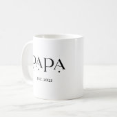 Papa Est. Date with Children's Names | Modern Text Coffee Mug (Front Left)