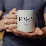 Papa Est. Date with Children's Names | Modern Text Coffee Mug<br><div class="desc">This elegant, modern black and white mug features bold, decorative text that says "Papa", with a spot for you to add the year he first became a father or grandfather. On the other side of the mug, you can list the names of his children or grandchildren for a very special...</div>