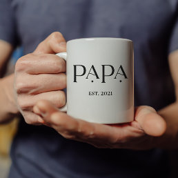 Papa Est. Date with Children&#39;s Names | Modern Text Coffee Mug