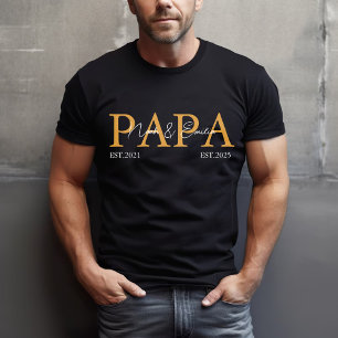 Papa Est Year Custom Text Father's Day Name T-Shirt