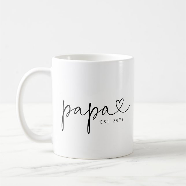 Papa Established | Dad Gift Simple Personalized Coffee Mug (Left)