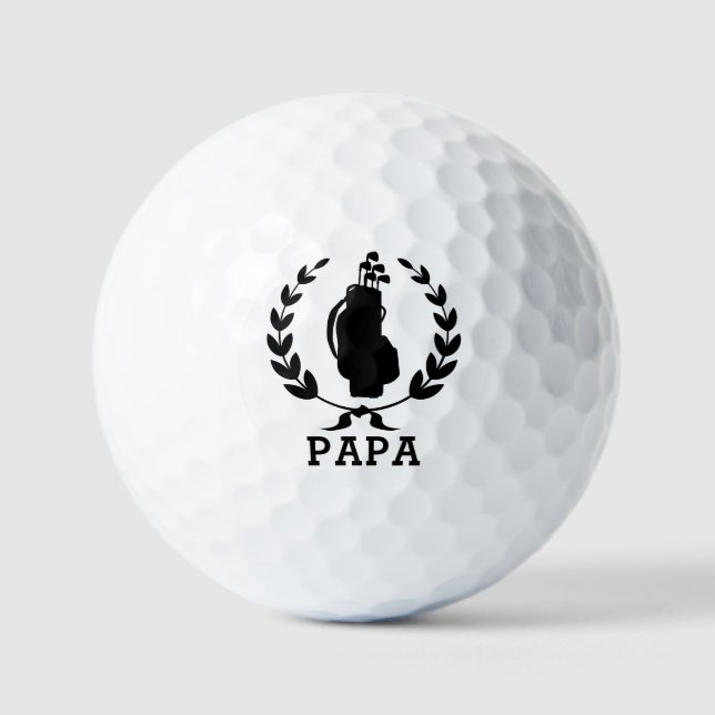 Papa Father's Day Golf Bag Wreath Personalized Golf Balls (Front)