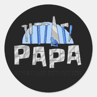 Papa Father's Day Papa kann alles Repairen Classic Round Sticker