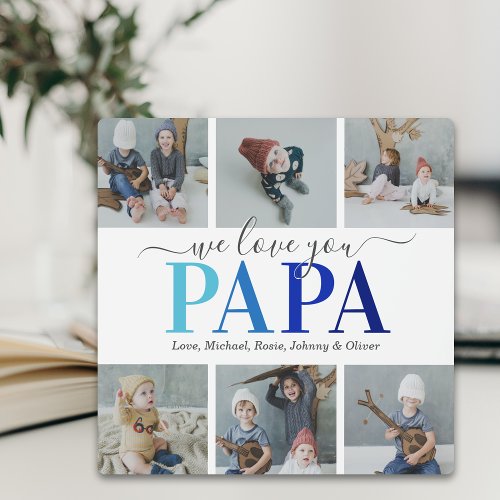 Papa Fathers Day Photo Collage Plaque