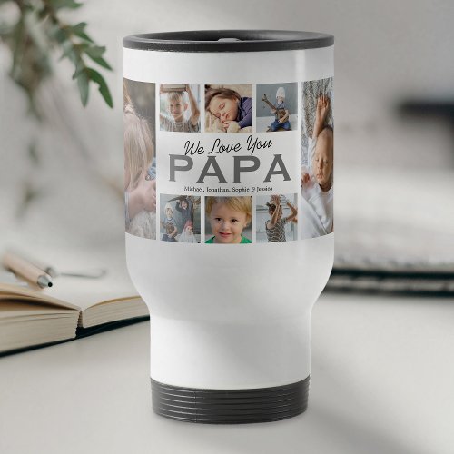 Papa Fathers Day Photo Collage Travel Mug