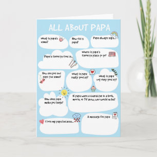 PAPA Father's Day Questionnaire Card, Fill In The Card