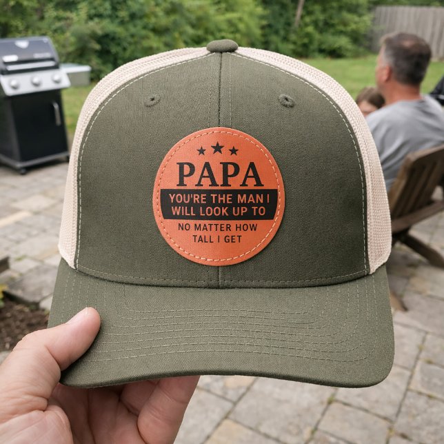 Papa Father's Day Sentimental Saying Leather Patch Hat (Papa Father's Day Sentimental Saying Leather Patch Hat)