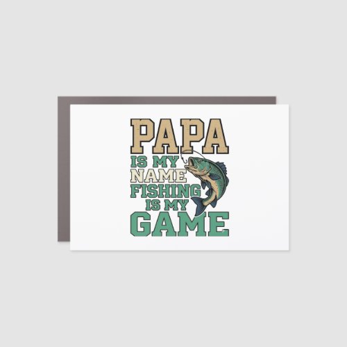 Papa Fishing Is My Game Vintage Fish Shirt Design_ Car Magnet