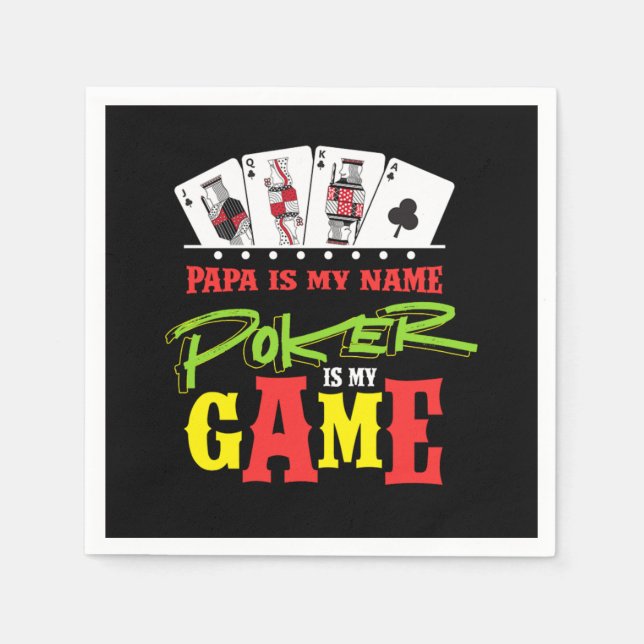 Papa Gambler Cards Player Poker Casino Dad Daddy G Napkins (Front)