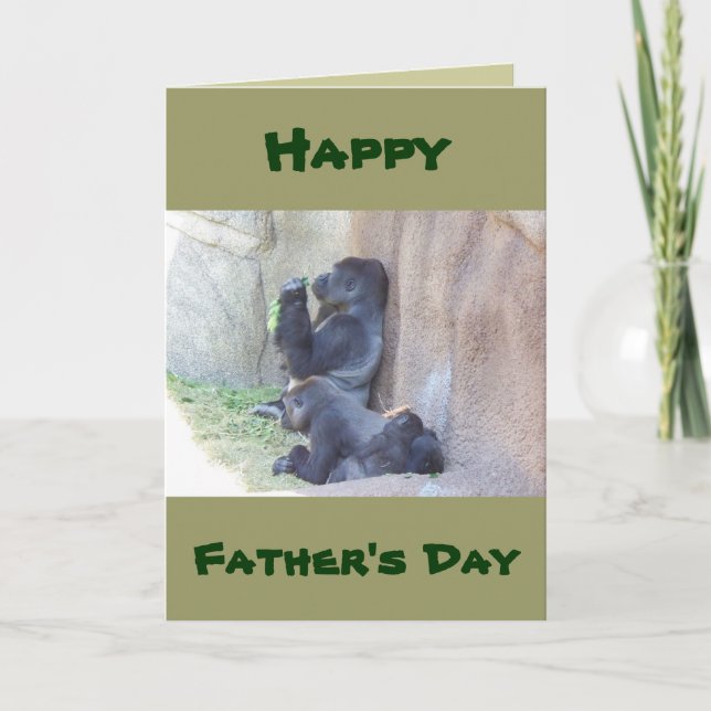 Papa Gorilla and Family, Happy Father's Day Card (Front)