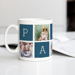 Papa | Grandfather 5 Photo Collage Coffee Mug<br><div class="desc">Create a sweet keepsake for a beloved grandpa this Father's Day or Grandparents Day with this simple design that features five of your favorite square or Instagram photos, arranged in a collage layout with alternating squares in dark blue, spelling out "Papa" with a custom message in the last square (shown...</div>