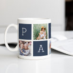 Papa | Grandfather 5 Photo Collage Coffee Mug<br><div class="desc">Create a sweet keepsake for a beloved grandpa this Father's Day or Grandparents Day with this simple design that features five of your favorite square or Instagram photos, arranged in a collage layout with alternating squares in dark slate blue, spelling out "Papa" with a custom message in the last square...</div>