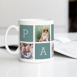 Papa | Grandfather 5 Photo Collage Coffee Mug<br><div class="desc">Create a sweet keepsake for a beloved grandpa this Father's Day or Grandparents Day with this simple design that features five of your favorite square or Instagram photos, arranged in a collage layout with alternating squares in green, spelling out "Papa" with a custom message in the last square (shown with...</div>