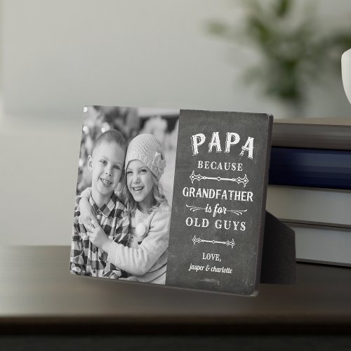 Papa Grandfather Fathers Day Kids Photo Plaque