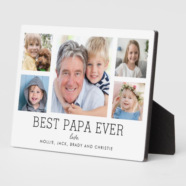 Papa Grandfather Grandchildren Photo Collage Plaque (Side)