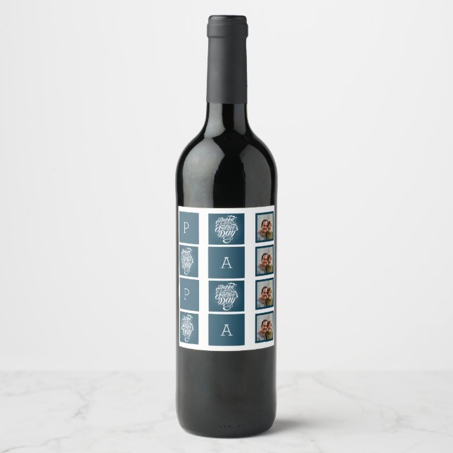Papa Grid Father's Day Wine Label Set (Front)