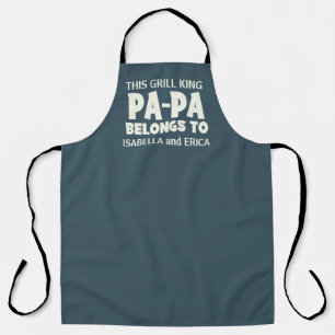 PAPA Grill King Custom Grandkids Names BBQ Apron